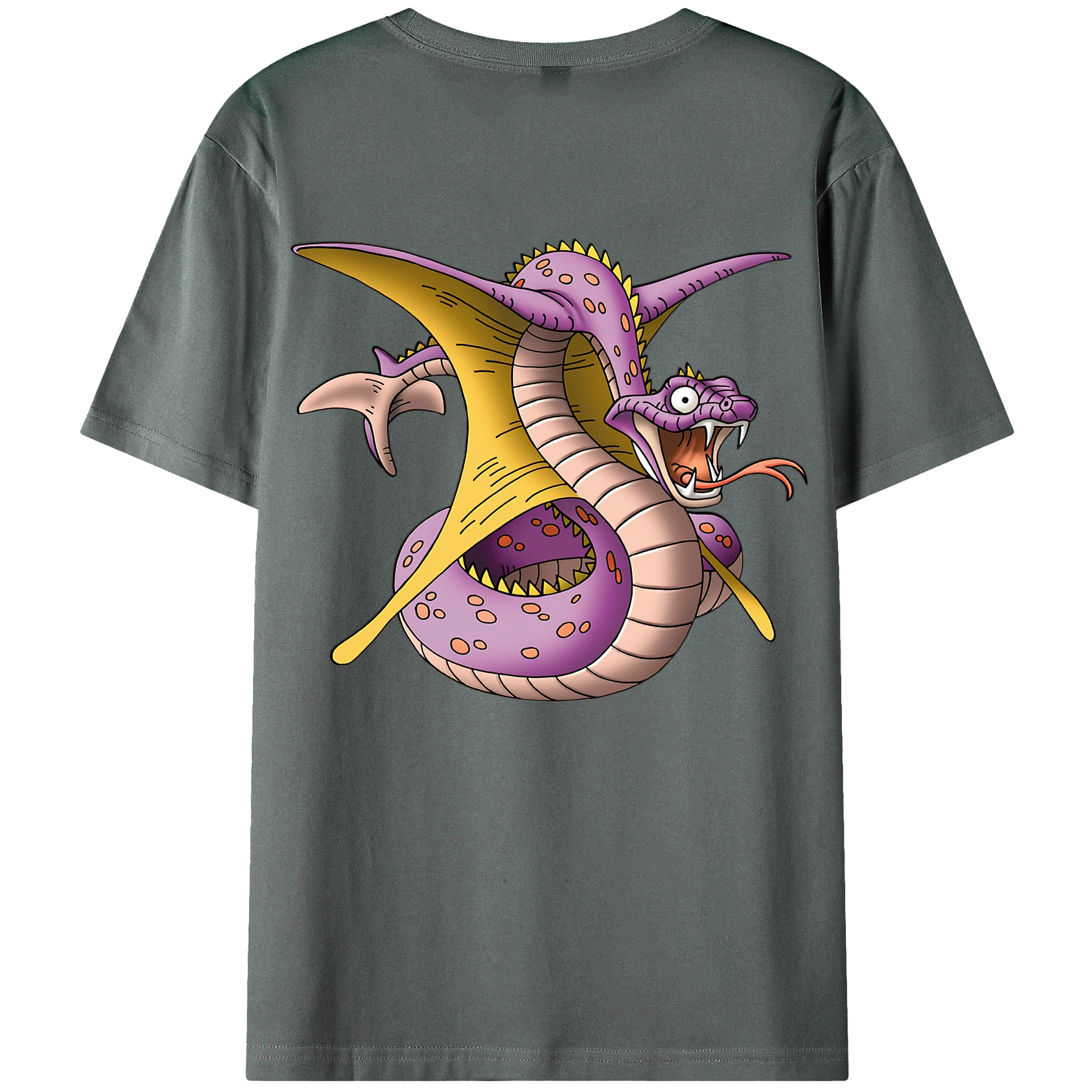 （画像用） ドラゴンクエスト Doragon Kuesuto Dragon Quest 綿100％半袖Tシャツ（背面プリント）